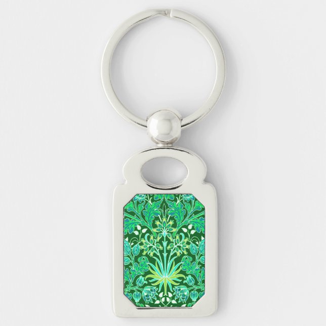 Chaveiro William Morris Hyacinth Impressão, Emerald Green (Frente)