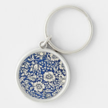 William Morris Mallow Flowers Floral Azul Branco