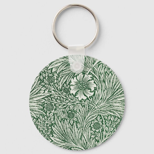 Chaveiro william morris marigold verde floral flor (Frente)