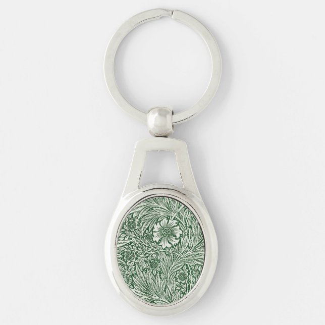 Chaveiro william morris marigold verde floral flor (Frente)