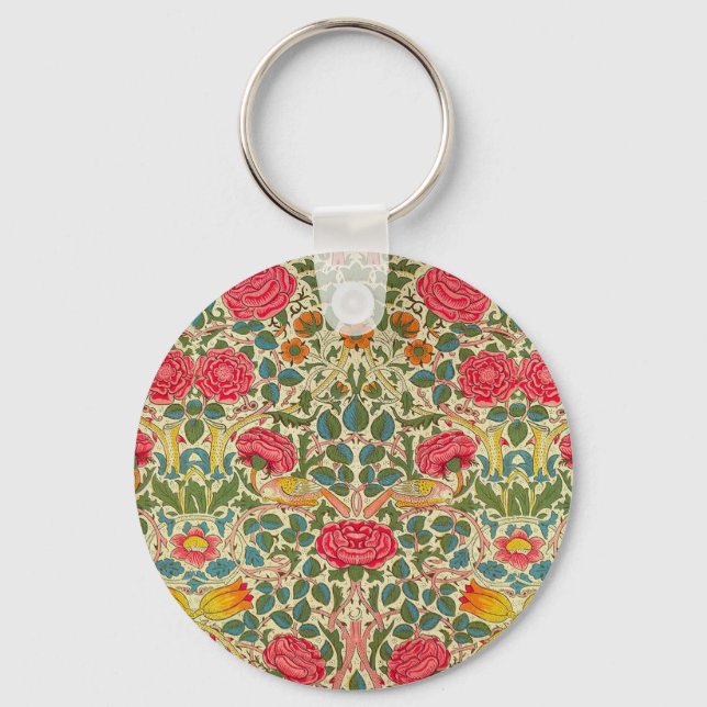 Chaveiro William Morris Rosa Floral Chintz Rosa (Frente)