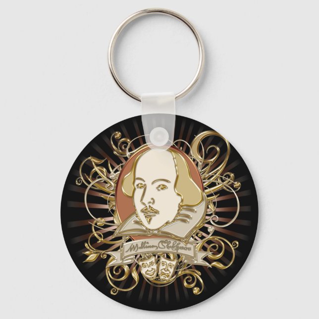 Chaveiro William Shakespeare Crest (Dourado) (Frente)
