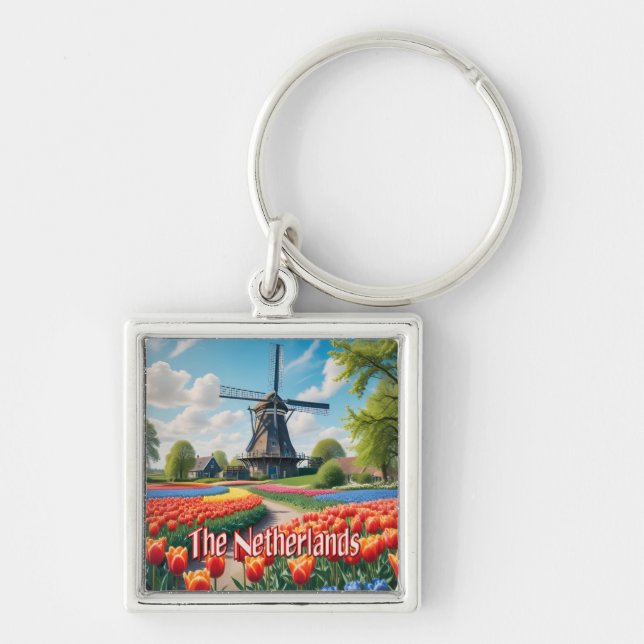 Chaveiro Windmill & Tulips Países Baixos (Frente)