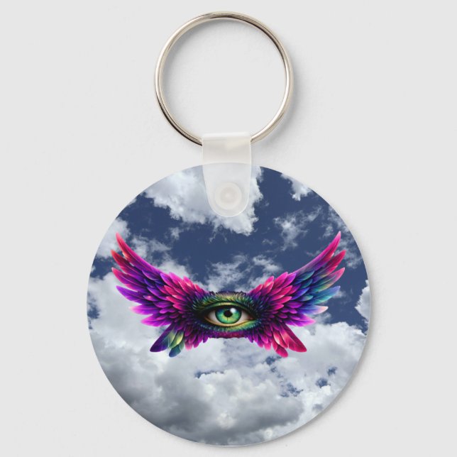 Chaveiro Winged Protection Eye – Round Intention Keychain (Frente)