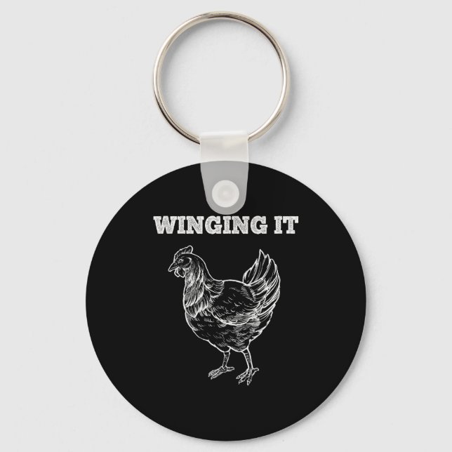 Chaveiro Winging It Funny Chicken Wings Lovers Quote  (Frente)