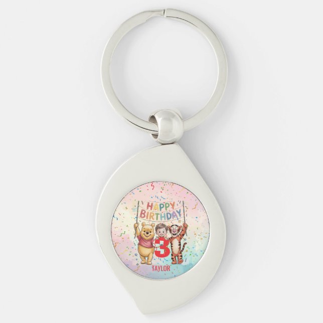 Chaveiro Winnie the Pooh | Happy Birthday (Frente)