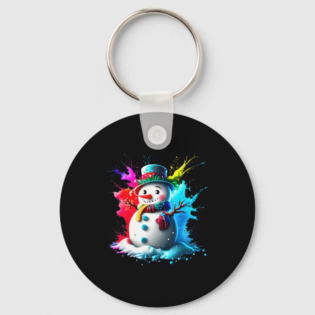 Chaveiro Winter And Snow Christmas A Coloured Snowman  (Frente)