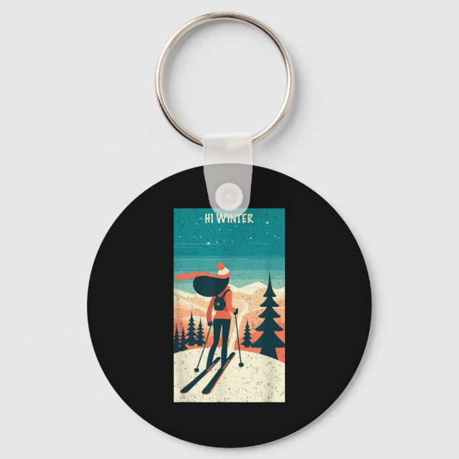 Chaveiro Winter Holiday Ski Christmas X-mas Skiing Skier Wo (Frente)