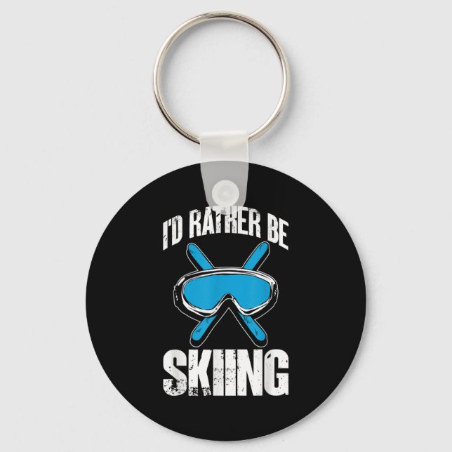 Chaveiro Winter Ski Funny Skier Id Rather Be Skiing  (Frente)