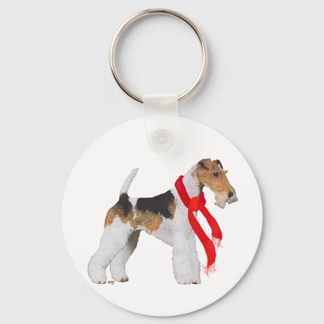 Chaveiro Wire Fox Terrier com um Cachecol (Frente)