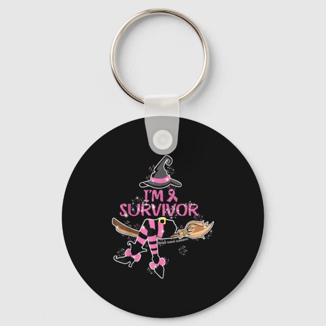 Chaveiro Witch Im A Survivor Halloween Breast Cancer Awaren (Frente)