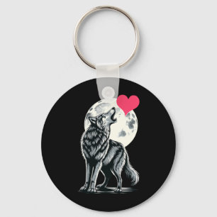 Chaveiro Wolf Holding Heart Dia de os namorados Cute Wolves