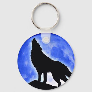 Chaveiro Wolf Howling na Lua
