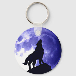 Chaveiro Wolf Howling na Lua