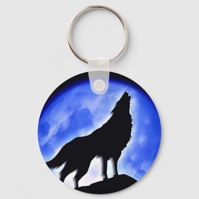 Chaveiro Wolf Howling na Lua (Frente)