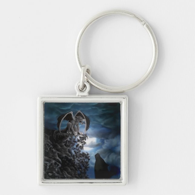 Chaveiro Wolf Moon - Lobo com Golem (Frente)