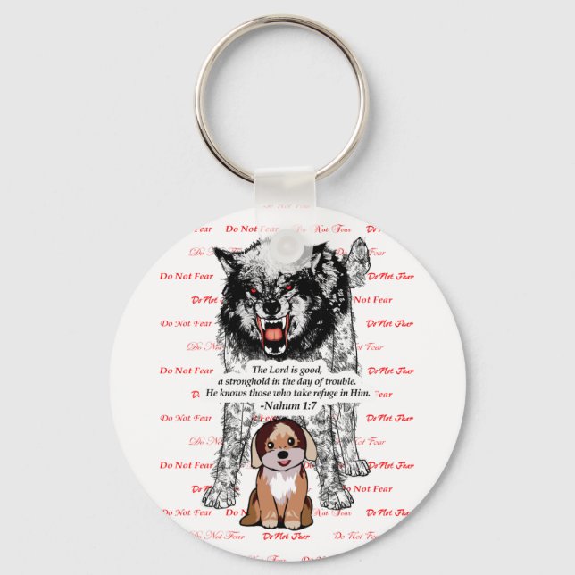 Chaveiro Wolf Puppy irritado - Não tenha medo - #2 Medo Ver (Frente)