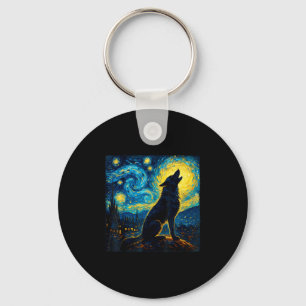 Chaveiro Wolf Starry Night Howling Moon Engraçado Para Home