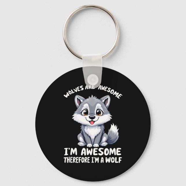 Chaveiro Wolves Are Awesome Funny Wolf Gif Zookeeper  (Frente)