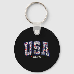 Chaveiro Women Floral Usa Est 1776 Girly 4th Of Julian Amer