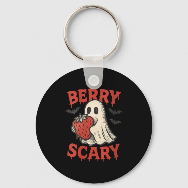Chaveiro Womens Berry Y Cute Ghost Strawberry Halloween Pun (Frente)