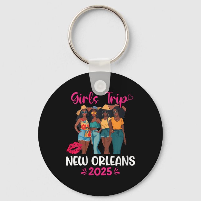 Chaveiro Womens Black Girls Trip New Orleans 2025 Vacation  (Frente)
