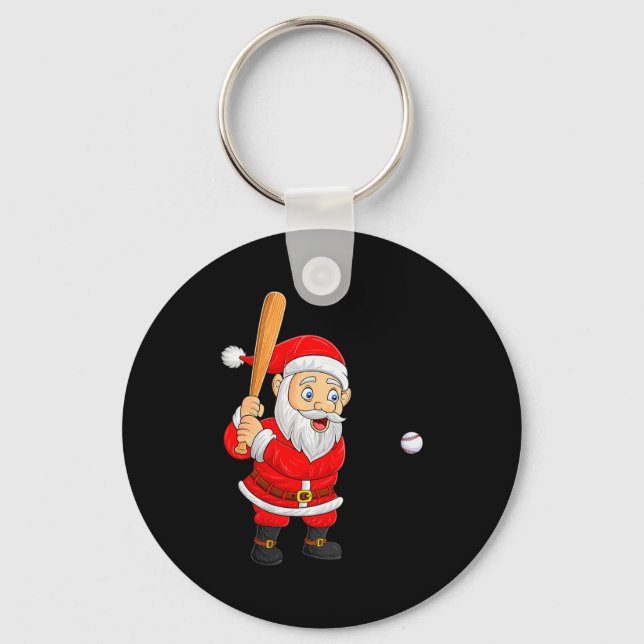 Chaveiro Womens Christmas Santa Playing Baseball Xmas Funny (Frente)