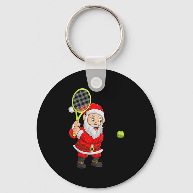 Chaveiro Womens Christmas Santa Playing Tennis Xmas Funny S (Frente)