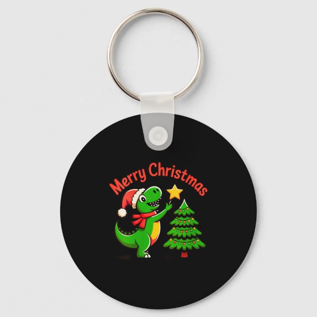 Chaveiro Womens Dinosaur Christmas Merry Christmas T-rex De (Frente)
