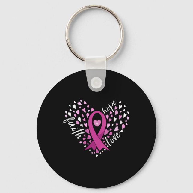 Chaveiro Womens Faith Hope Love Breast Cancer Awareness N  (Frente)
