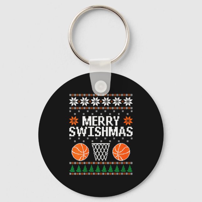 Chaveiro Womens Funny Merry Swishmas Xmas Basketball Ugly C (Frente)