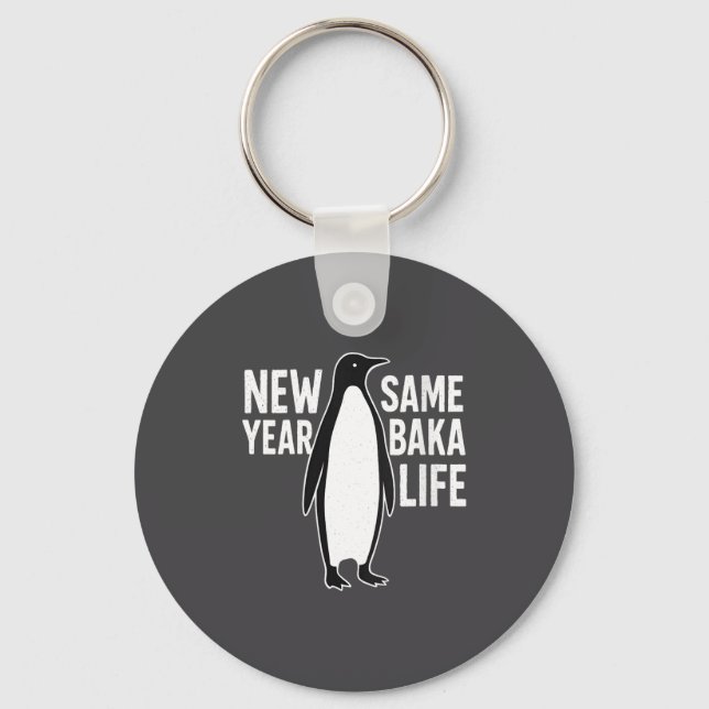 Chaveiro Womens Funny Penguin New Year Baka Life Anime Styl (Frente)