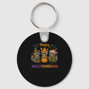 Chaveiro Womens Happy Hallothanksmas Raccoon Halloween Chri