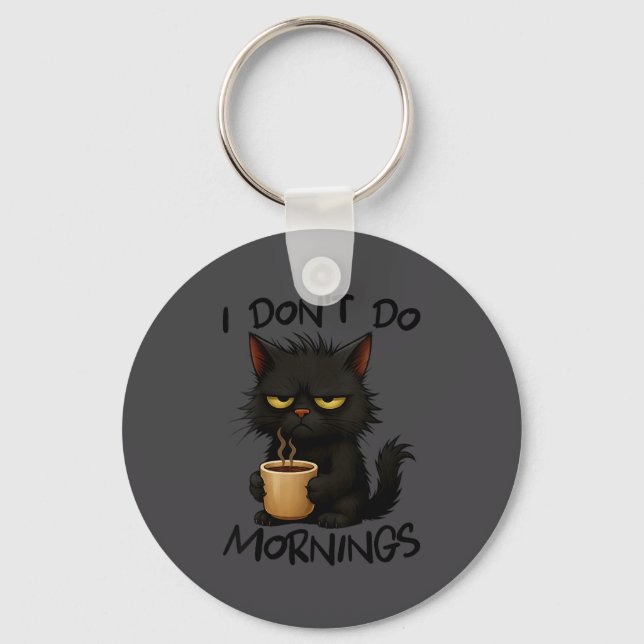 Chaveiro Womens I Don't Do Mornings Funny Quote Black Cat L (Frente)
