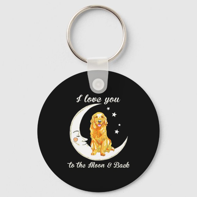 Chaveiro Womens Love Golden Retriever To The Moon And Back  (Frente)