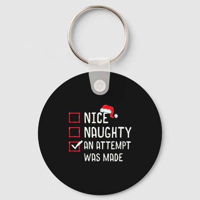 Chaveiro Womens Nice Naughty An Attempt Was Made Christmas  (Frente)