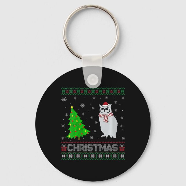 Chaveiro Womens Owl Xmas Tree Lighting Feia (Frente)