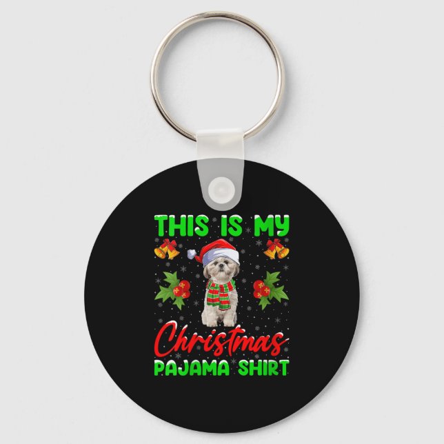 Chaveiro Womens This Is My Christmas Pajamas Funny Shih Tzu (Frente)