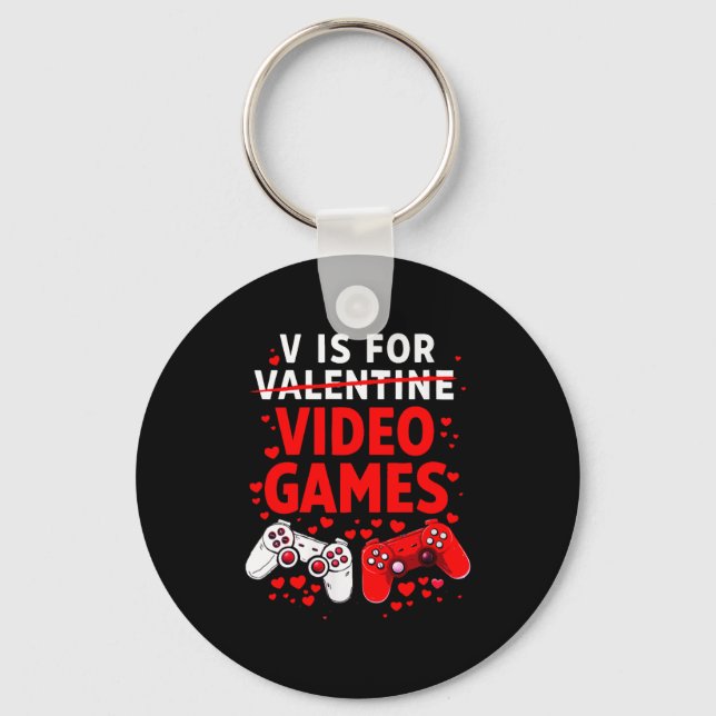 Chaveiro Women's V Is For Video Games Funny Valentines Game (Frente)
