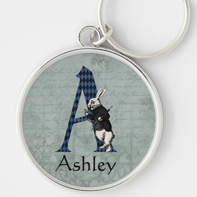 Chaveiro Wonderland White Rabbit - Letra A (Frente)