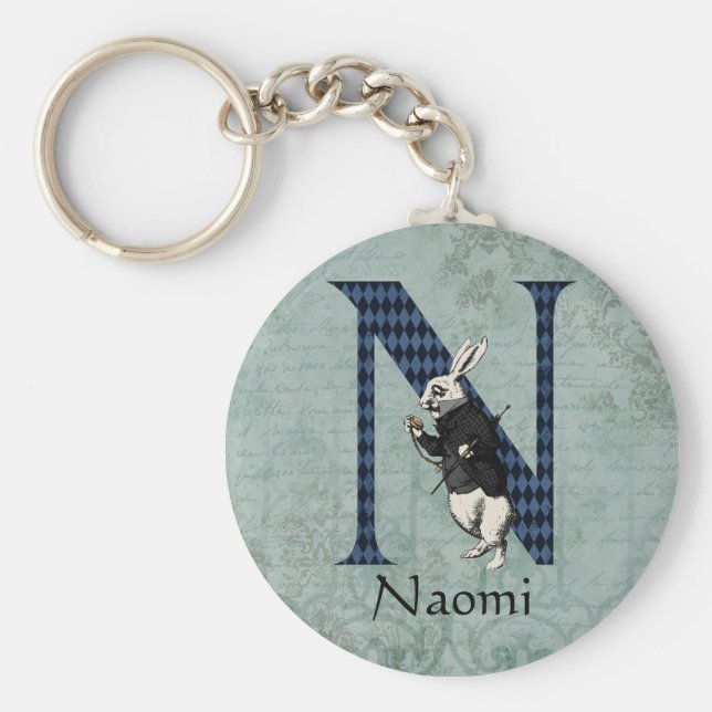 Chaveiro Wonderland White Rabbit - Letra N (Frente)