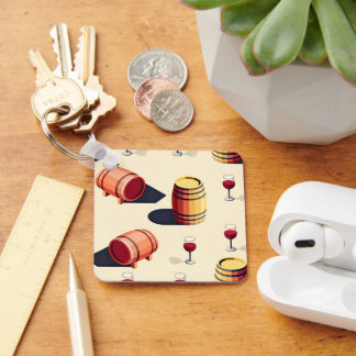 Chaveiro wooden wine barrels and red wine glasses