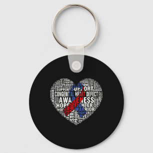 Chaveiro Word Art Heart &amp; Blue Ribbon Chd Awarness
