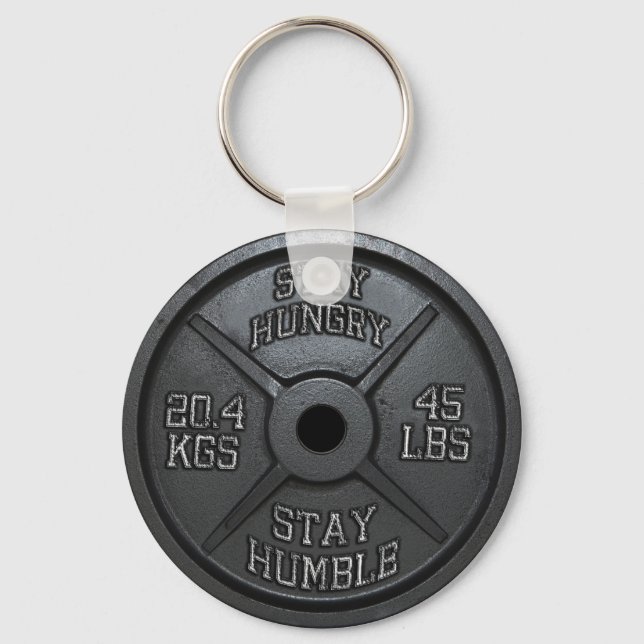 Chaveiro Workout - Fique Com Fome, Fique Humilde - Barbell  (Frente)