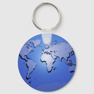 Chaveiro World Map in Blue