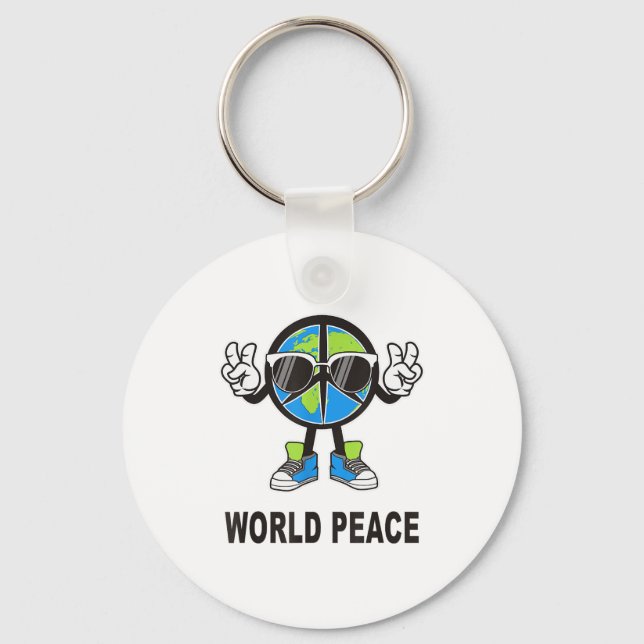 Chaveiro World Peace On Earth Shirt Global Love Peace Sign  (Frente)