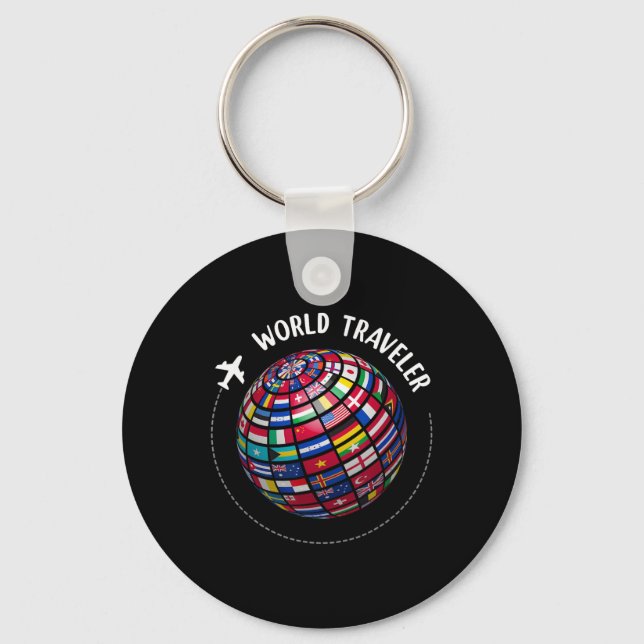 Chaveiro World Traveler Map, World Flags Traveler, Countrie (Frente)
