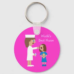 Chaveiro World's Best Nurse Cute Cartoon Nurse & Child