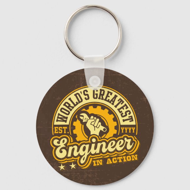 Chaveiro World's Greatest Engineer (EST. YEAR Customizable) (Frente)