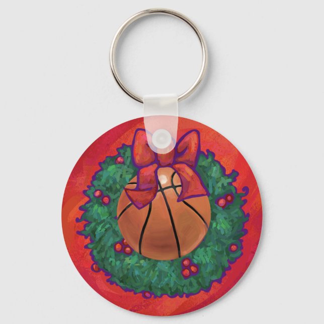Chaveiro Wreath de Natal Dentro de basquete (Frente)